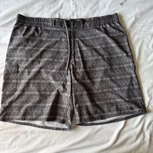 Far West Men's Aztec Swim Trunks Board Shorts Gray Size 2XL Tribal Mesh Brief - Picture 1 of 15